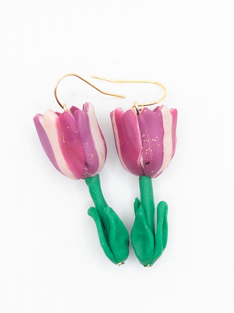 Tulpen oorbellen roze goud
