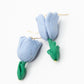 Tulpen oorbellen licht blauw goud