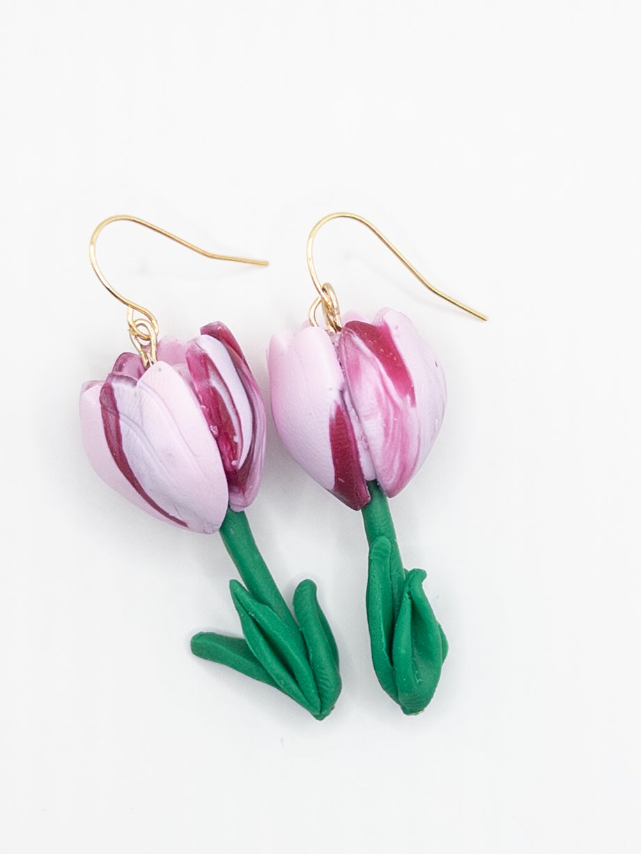 Tulpen oorbellen mix roze