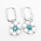 Bloemoorbellen zilver wit turquoise