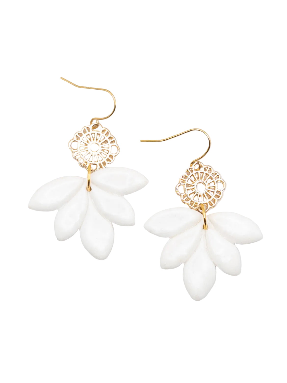 Oorbellen Lotus wit goud