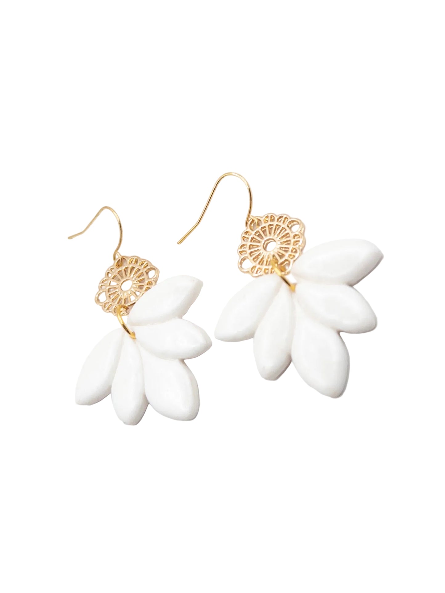 Oorbellen Lotus wit goud