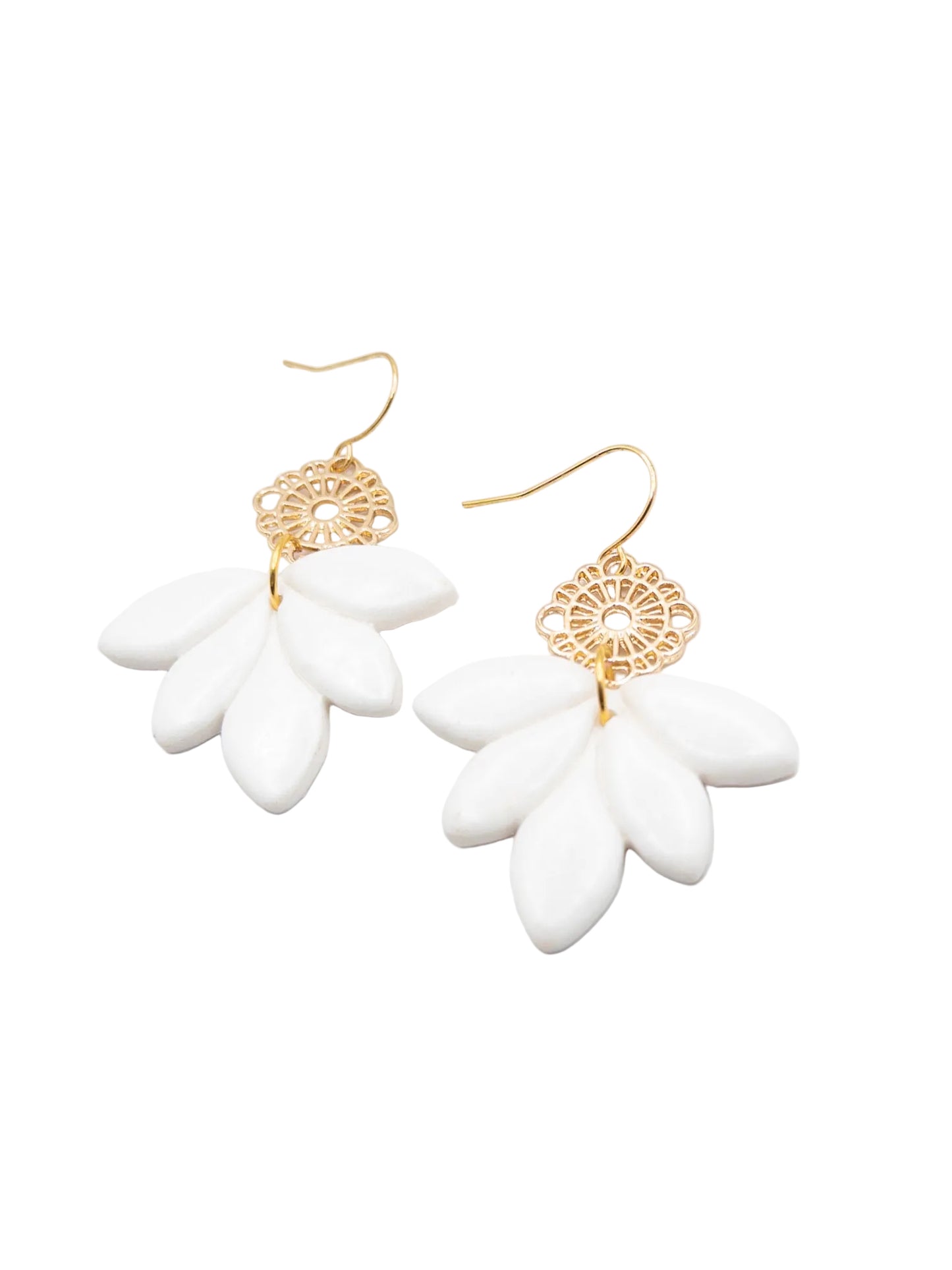 Oorbellen Lotus wit goud