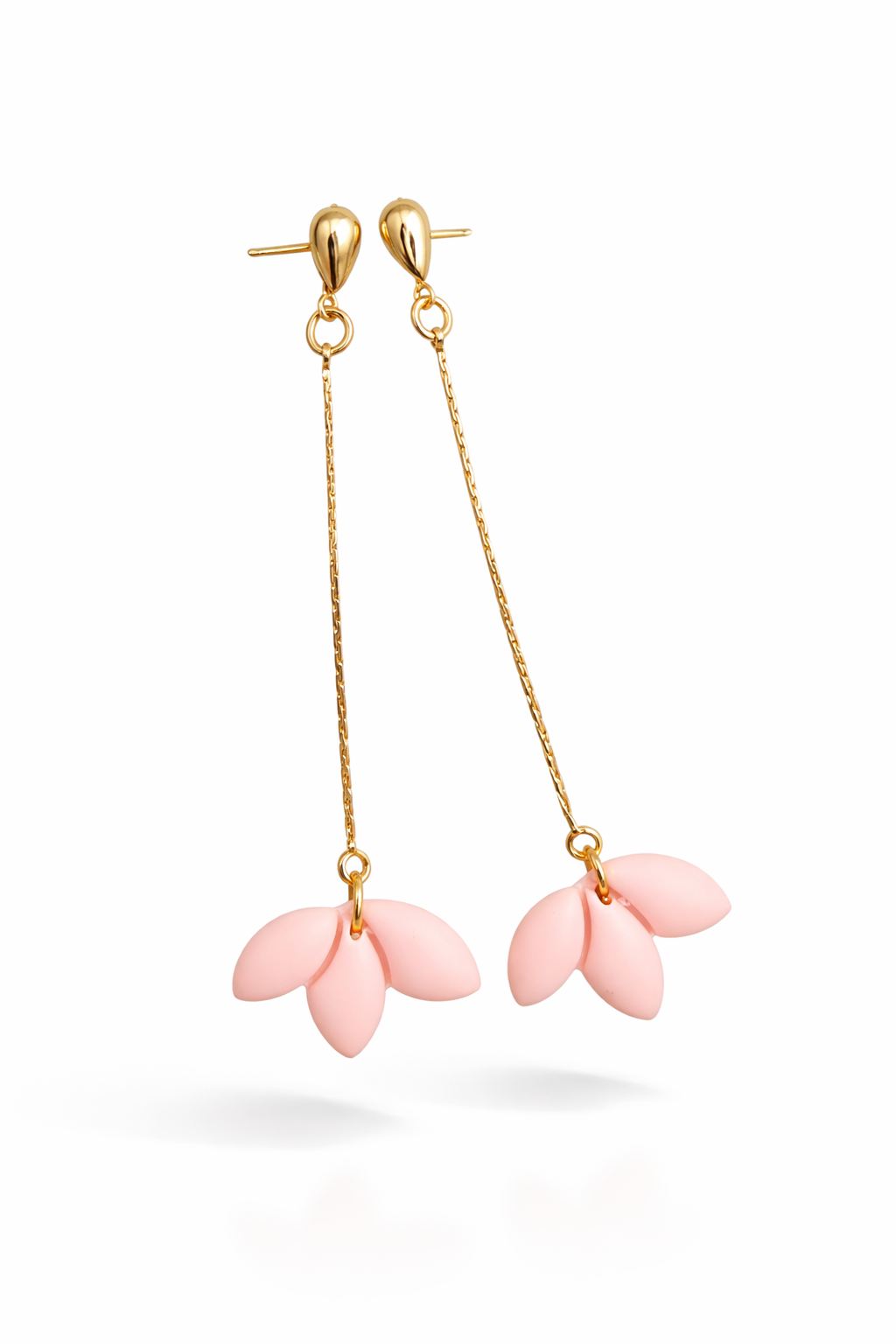 Oorbellen pale pink goud bloem mini