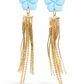 Oorbellen blauw goud bloem statement