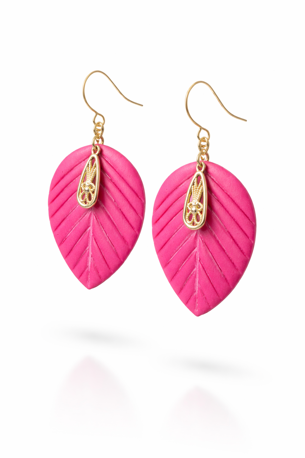 Oorbellen Leaf midi roze goud