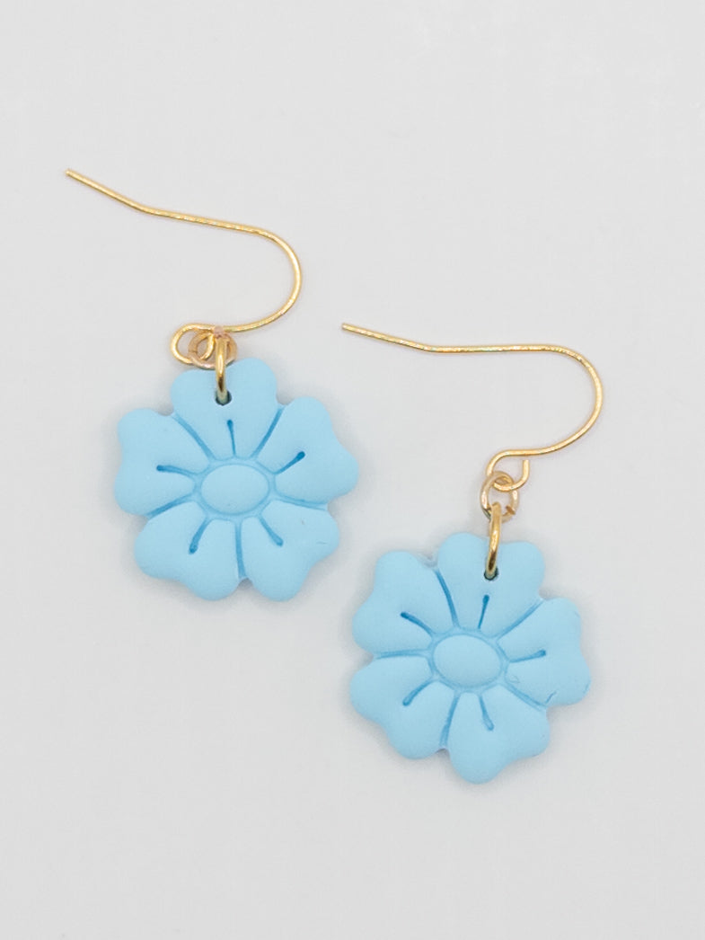 Kleine bloem oorbellen blauw