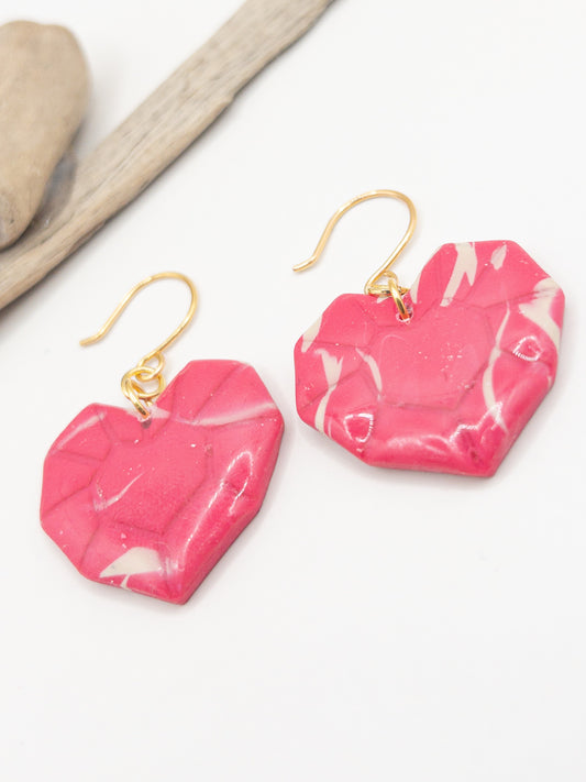 Oorbellen Hearts pink / beige / goud