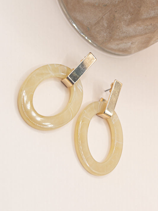Oorbellen Oval Sand goud beige naturel