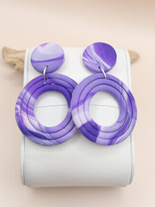 Oorbellen Purple Batik lichtgewicht paars zilver