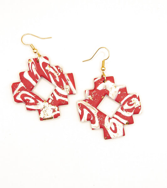 Oorbellen Queenie Red lichtgewicht rood wit goud