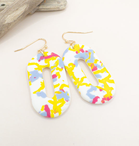 Oorbellen Filia wit geel blauw roze
