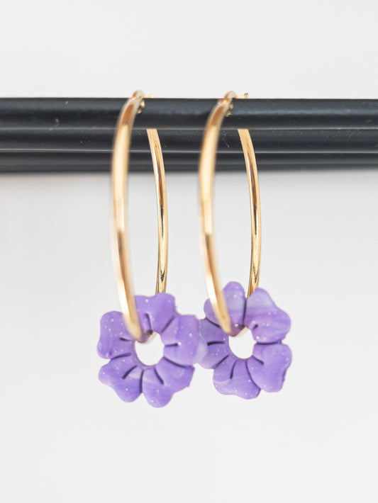 Oorbellen creolen Purple Flowers