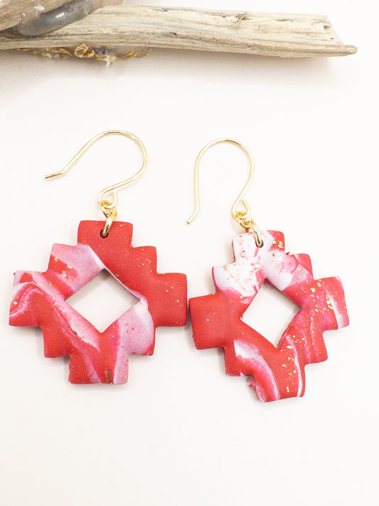 Oorbellen Zola goud rood wit