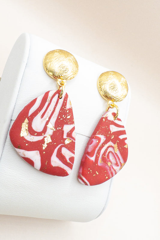 Oorbellen Rhea goud rood wit