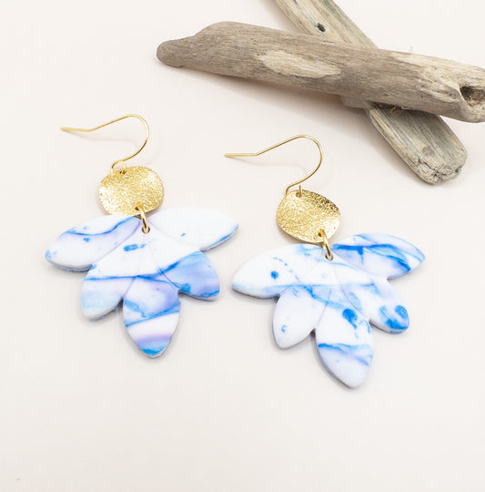Oorbellen Kreta goud wit blauw