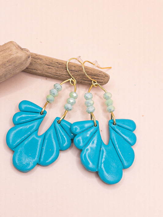 Oorbellen Joss goud blauw turquoise