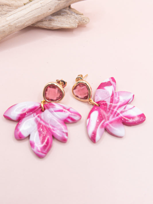 Oorbellen Kelly roze wit goud