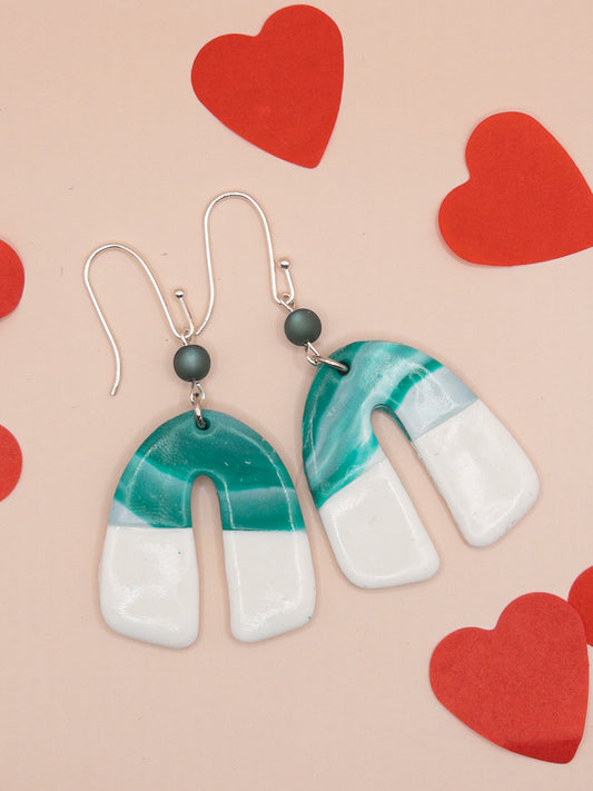 Oorbellen Lana wit groen zilver SALE