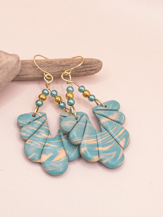 Oorbellen Lavina turquoise perzik goud
